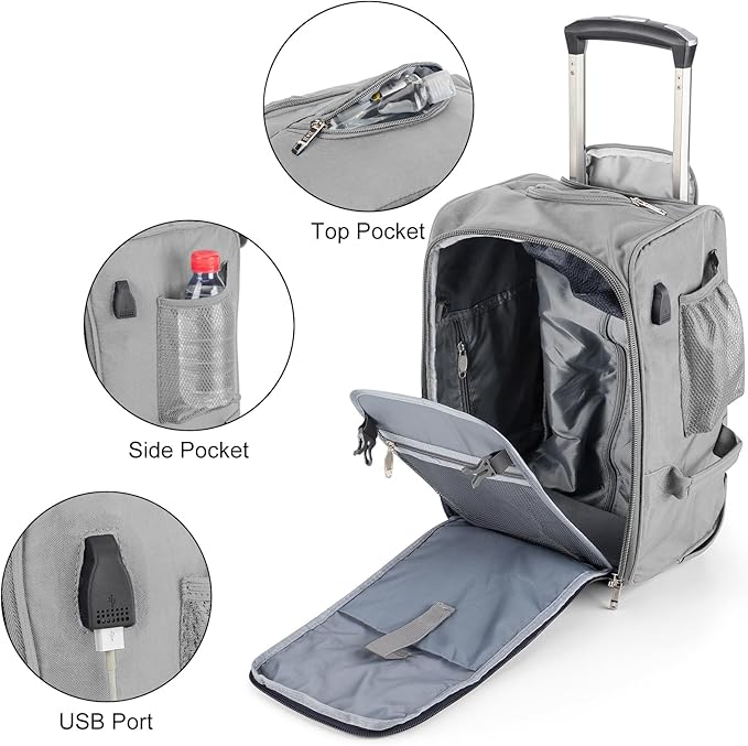 Boardingblue 17x10x9 Inches United Airlines Rolling Personal Item Under Seat Duffle Bag Luggage Suitable For Major Airlines Including Spirit and Frontier.