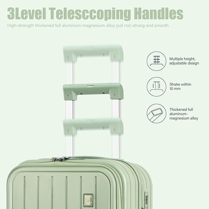 Luggage Sets 2 Piece Top Opening PC Hardside Suitcase with Spinner Wheel TSA Luggage(white)