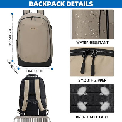 Travel Backpack: Carry on Expandable Back Pack for Laptop Hiking Business Water Resistant Lightweight for Men and Women Brown
