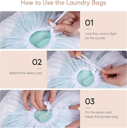 Meowoo Large Mesh Laundry Bag, 24×36inch Heavy Duty Mesh Laundry Bags Drawstring Lockable, Laundry Hamper Liner, Machine Washable, for Travel,Storage, Sports Factories, Dorms, White 2pcs
