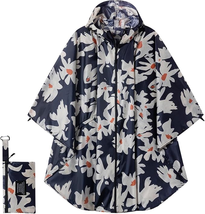Hooded Rain Ponchos for Adult - Rain Coat and Rain Jacket with Waterproof Pocket and Zipper