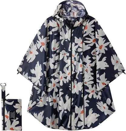 Hooded Rain Ponchos for Adult - Rain Coat and Rain Jacket with Waterproof Pocket and Zipper