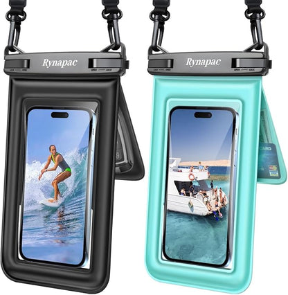 [Up to 8.5''] Floating Waterproof Phone Pouch 2 Pack, IPX8 Double Space Waterproof Phone Case with Lanyard for iPhone 17 16 15 Pro Max, Galaxy S25 Ultra, Cellphone Dry Bag Beach Cruise Ship Essentials