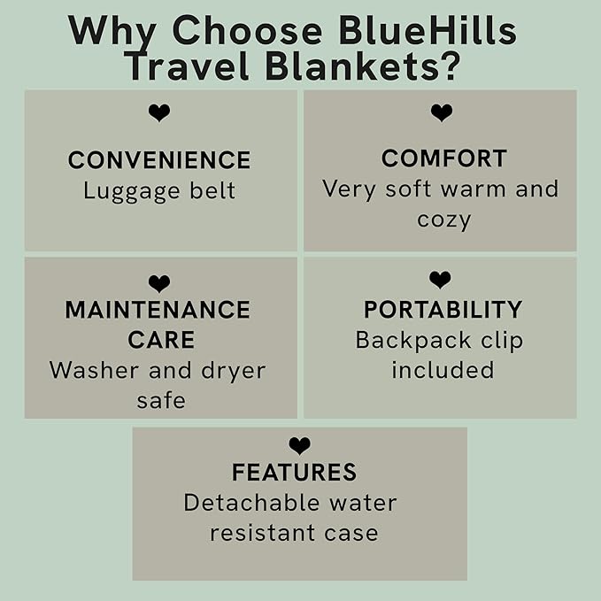 BlueHills Ultra Compact Travel Blanket 2 Pack Large Soft Cozy Portable Blanket Sheet with Carry Case and for Flight Airplane Car Layover Camping Hotel C206-2PK-Pink