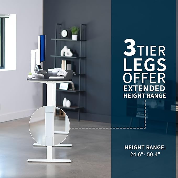 VIVO Electric 60 x 24 in Dual Motor Sit Stand Desk, Memory Height Adjustment, 2B Series, Black Top White Frame, DESK-KIT-2W6B