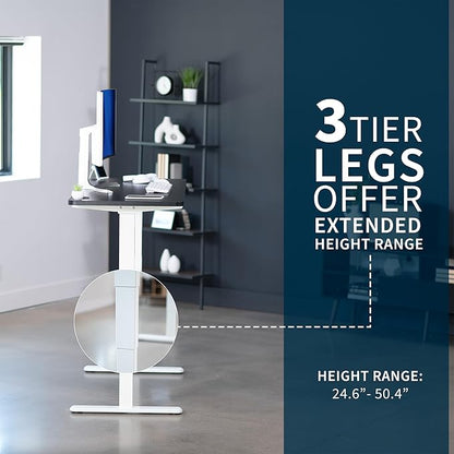 VIVO Electric 60 x 24 in Dual Motor Sit Stand Desk, Memory Height Adjustment, 2B Series, Black Top White Frame, DESK-KIT-2W6B