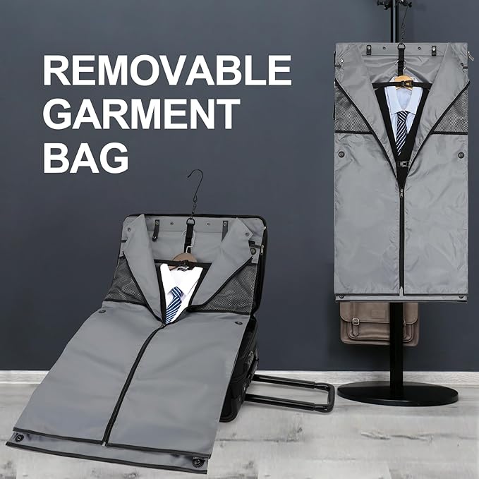 Modoker Rolling Garment Bag with Wheels Luggage for Suits with Wheels Wheeled Garment Bag for Travel 2 in 1 Rolling Duffel Bag, Black