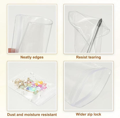 PATIKIL Clear Jewelry Box, Organizer Holder Box with 60 Pcs Portable Anti Tarnish Jewelry Bags, Travel Case for Women Earrings Rings Necklaces Bracelets, White 3 Size