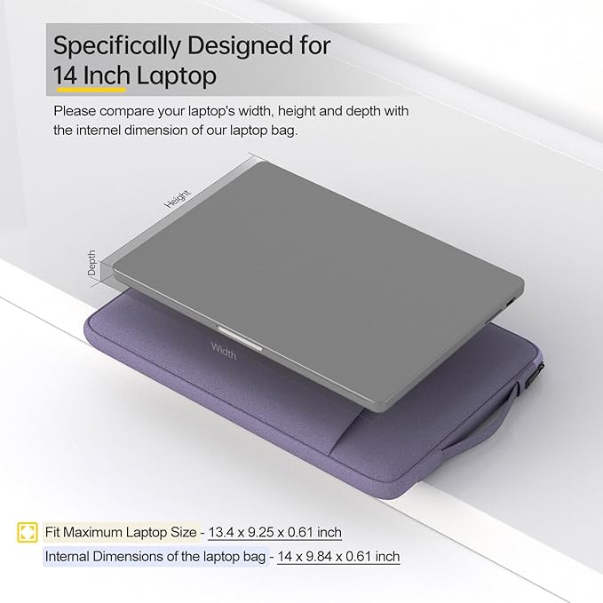 14 Inch Laptop Sleeve Case for HP Chromebook/Stream/Pavilion Plus 14, Lenovo IdeaPad, ASUS Vivobook Go, Dell Latitude Computer Bag, Ultra Violet