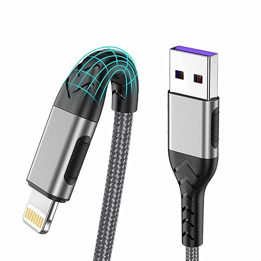 Durcord 3Pack 3FT USB A Cable, MFi Certified iPhone Charger, Fast Charging, Compatible with iPhone Xs Max/XS/XR/X/8/7/6S/6/Plus/SE/iPad(Silver)