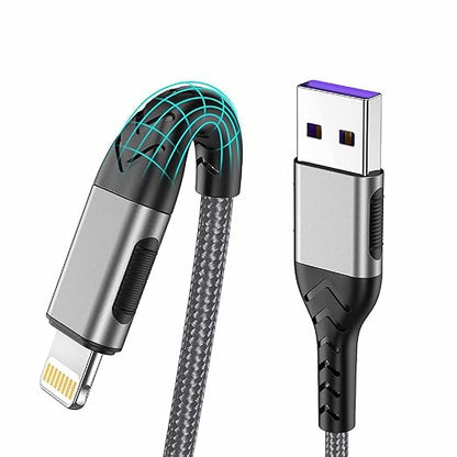 Durcord 3Pack 3FT USB A Cable, MFi Certified iPhone Charger, Fast Charging, Compatible with iPhone Xs Max/XS/XR/X/8/7/6S/6/Plus/SE/iPad(Silver)