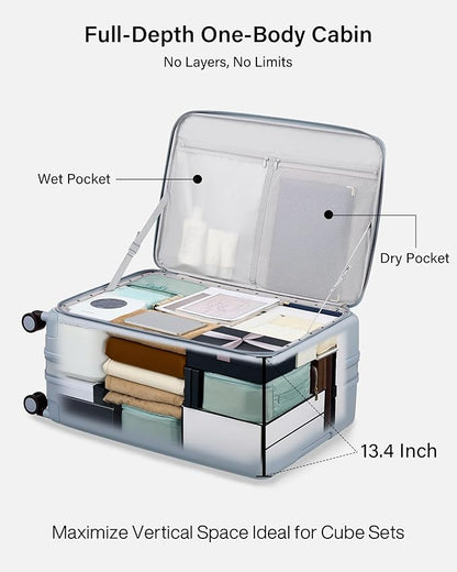 Hanke Hardside Expandable Large Checked Luggage, 28 Inch Top Opening Trunk Luggages with Spinner Wheels, All-PC Hard Shell Suitcase, Lightweight TSA Approved (Grey, 120L)
