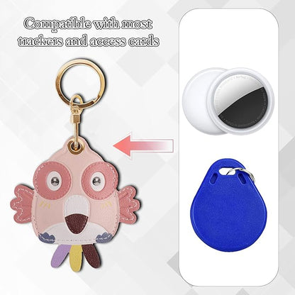 Leather Keychain Case Holder Compatible with Apple AirTag, GPS Airtag Keychain Finder Tracker with Key Ring, Anti-Scratch Protective Air Tag Cover