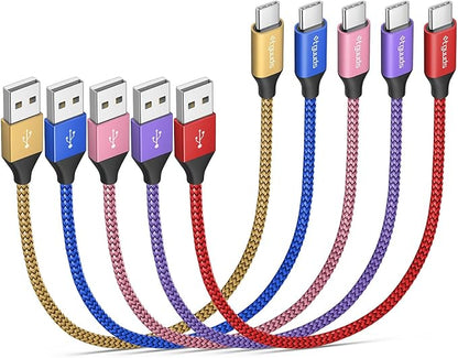 etguuds Short USB C Cable 1ft, 5-Pack USB to USB C Charger Cable, Fast Charging Cord Type C for iPhone 17 16 15 Pro Max Plus 17 Air 16e, Samsung Galaxy S25 S24 S23 S22 S21 S20 A17 A16 A15 A26 A36 A56