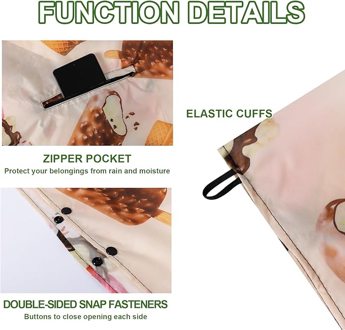 Hooded Rain Ponchos for Adult - Rain Coat and Rain Jacket with Waterproof Pocket and Zipper