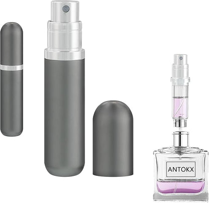 Travel Perfume Atomizer Refillable Bottle - 5ML Leakproof Luxury Travel Perfume Atomizer, Refillable Perfume Spray Bottle for Women (Gray)