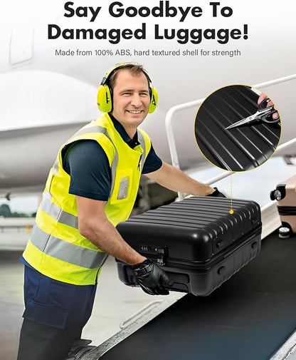 Lekesky 16 Inch Underseat Carry On Luggage Airline Approved, Small Hard Shell Suitcase with TSA Lock Spinner Wheels, Lightweight Personal Item Carry-On for Travel, Black