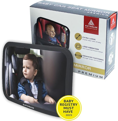 Autobase Baby Car Mirror | Shatterproof Baby Mirror for Car Seat Rear Facing with Wide Crystal Clear View | Fully Assembled Car Mirror for Baby | Newborn Essentials for Travel | Baby Registry Items