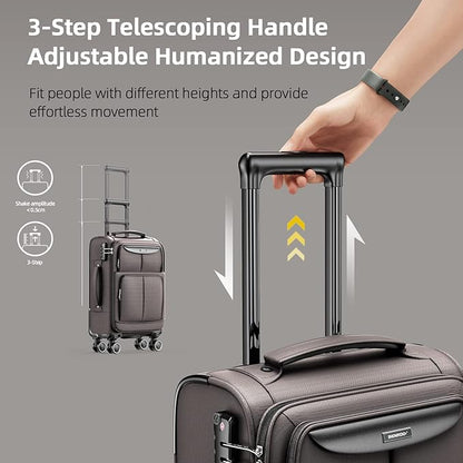SHOWKOO Luggage Sets 3 Piece Softside Expandable Lightweight Durable Suitcase Sets Double Spinner Wheels TSA Lock Light Coffee (20in/24in/28in)