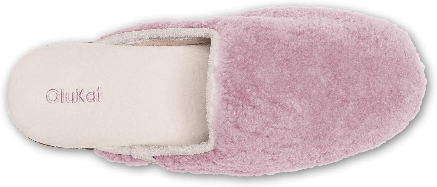 OLUKAI Hale Mule Women's Slipper, Women's Slip-On Shoes, Genuine Shearling with Fleece Lining, Wet Grip Soles for Inside & Outside Wear, Cute & Ultra-Soft Comfort Fit