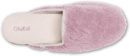 OLUKAI Hale Mule Women's Slipper, Women's Slip-On Shoes, Genuine Shearling with Fleece Lining, Wet Grip Soles for Inside & Outside Wear, Cute & Ultra-Soft Comfort Fit