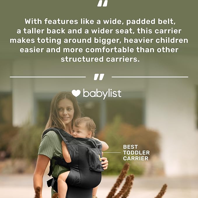LÍLLÉbaby 3-in-1 Ergonomic CarryOn Airflow Toddler Carrier with Lumbar Support & Breathable Mesh Lining (25-60 lbs), Supportive & Comfortable, Multi-Position Carrying for Hiking & Travel (Black)