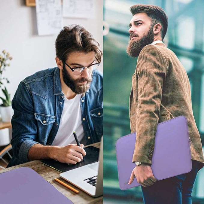 15.6 Inch Laptop Sleeve, Resistant Neoprene Notebook Computer Pocket Case/Tablet Briefcase Carrying Bag Compatible for Asus/Dell/Fujitsu/HP/Sony/Toshiba/Acer- (Purple)