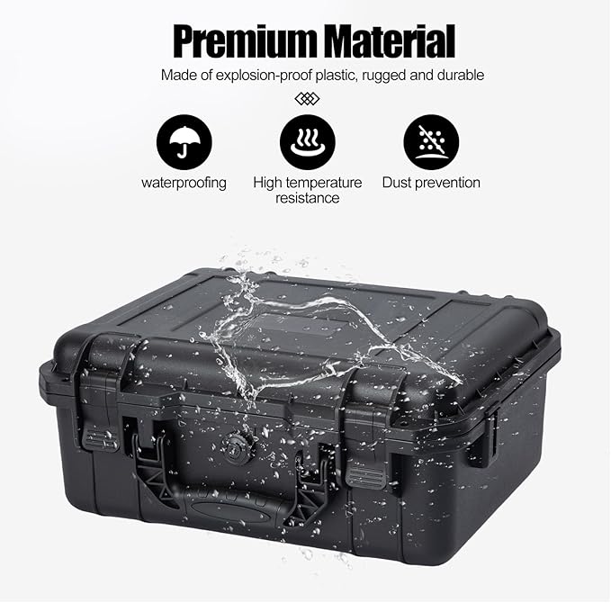 Hard case Waterproof Hard Case with DIY Customizable Foam Insert Portable Protective Case for Camera Drones Equipments Tools Test Instruments 16.9''x13.7''x7.1''