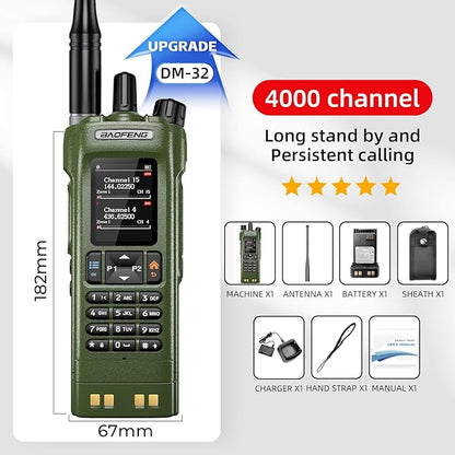 BAOFENG DM32 DM-32UV DMR Radio | Walkie Talkies Long Range | Digital Two-Way Radio | 10W High Power Ham Radio with GPS Positioning | Programming & Type-C Charging | 1PC (2500mAh Battery)