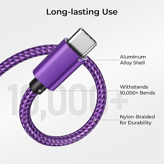 Basesailor USB Type C Charger Cable 6.6FT 2Pack,Charging Cord for Kindle Fire HD 10 9th,8 10th 2020,Paperwhite 2021 11th Generation,iPad Air Mini 7,Samsung A53 Z Flip Fold 5,iPhone 17 16 16e Pro Max