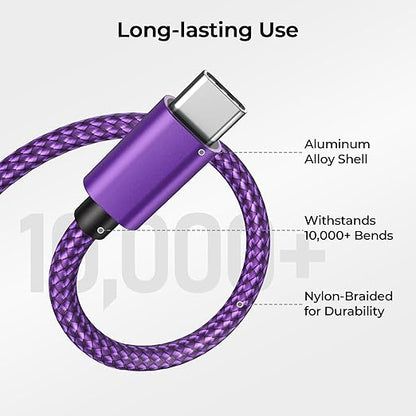 Basesailor USB Type C Charger Cable 6.6FT 2Pack,Charging Cord for Kindle Fire HD 10 9th,8 10th 2020,Paperwhite 2021 11th Generation,iPad Air Mini 7,Samsung A53 Z Flip Fold 5,iPhone 17 16 16e Pro Max