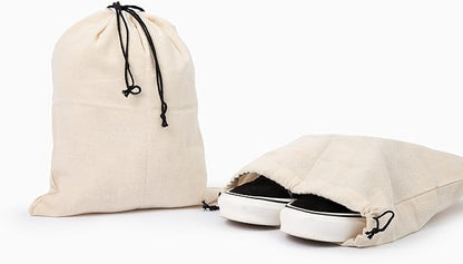 Muslin Cotton Storage Bags with Drawstring - Toy Storage Bags - Shoe Storage Bags for Travel - Cloth Storage Bags for Handbags, Purses, & Sneakers - Dust-proof and Lint-free (3 Small: 15"x12")