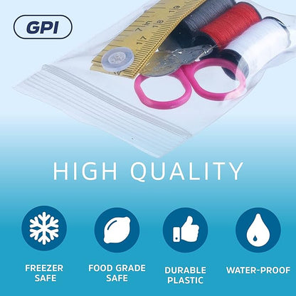 2.5 x 3 inches, 4Mil Clear Reclosable ZIP Bags, Case of 1,000 - GPI Brand