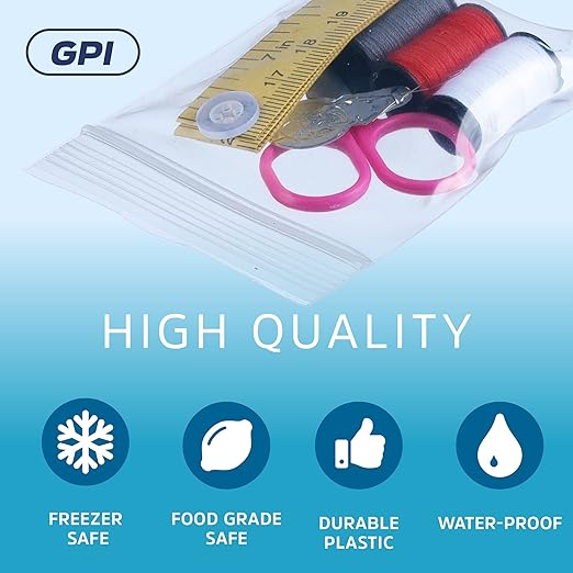 GPI - Pack of 200 2.5" x 3" 2 Mil Thick - Clear Plastic Reclosable Zip Bags - Bulk, Strong & Durable Poly Baggies with Resealable Zip Top Lock for Travel, Storage, Packaging & Shipping