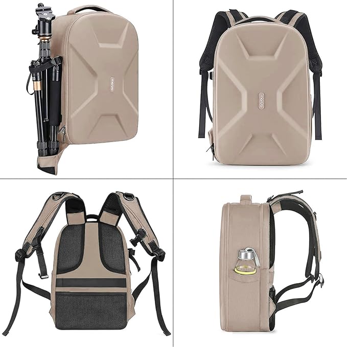 MOSISO Camera Backpack,DSLR/SLR/Mirrorless Photography Camera Bag Full Open Waterproof Hardshell Bag with Insert&Tripod Holder&Laptop Compartment Compatible with Canon/Nikon/Sony, Camel