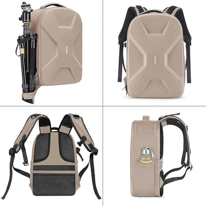 MOSISO Camera Backpack,DSLR/SLR/Mirrorless Photography Camera Bag Full Open Waterproof Hardshell Bag with Insert&Tripod Holder&Laptop Compartment Compatible with Canon/Nikon/Sony, Camel