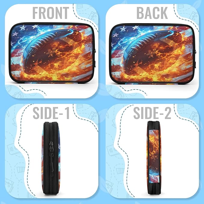 Cable Organizer Fire American Football Electronics Travel Organizer Case Tech Accessories Pouch Waterproof Cord Storage Bag for Power Bank Charger Phone Earphone