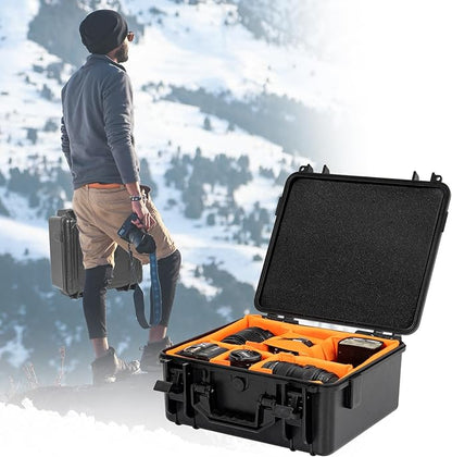 Protective Camera Case 11 X 9 X 5.7 Inch Shockproof Water-resistant with Adjustable Dividers (Can hold cameras, pistols, gear, equipment)