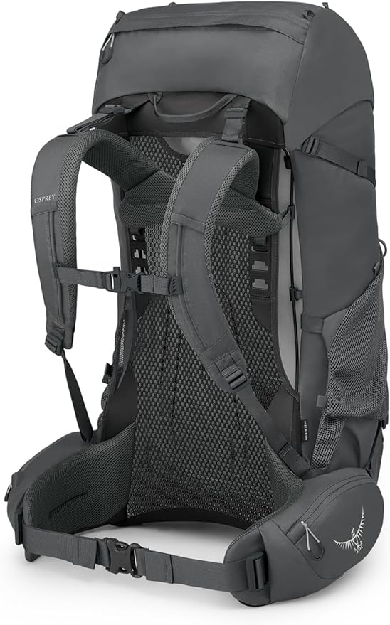 Osprey Rook 65L Men's Backpacking Backpack, Dark Charcoal/Silver Lining