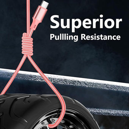 cugunu USB C to USB C Charger Cable, Nylon Braided 3Pack 60W 6.6FT Type C Fast Charging Cord Compatible for iPhone 15/16/17/Pro/Max/Plus, iPad, Air5, MacBook, Samsung, Google-Pink