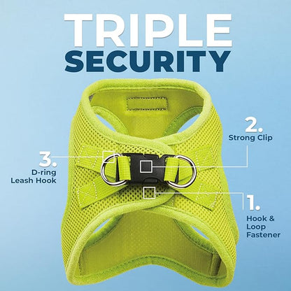 Voyager Step-in Air All Weather Mesh Harness and Reflective Dog 5 ft Leash Combo with Neoprene Handle, for Small, Medium and Large Breed Puppies by Best Pet Supplies - Set (Lime Green), L