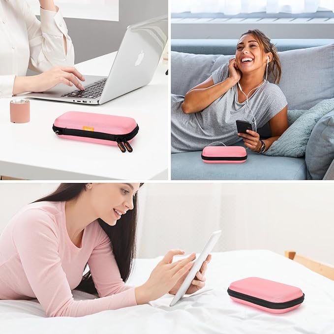 Shockproof Hard EVA Carrying Case for External Hard Drive, Samsung T9, Anker Power Bank, Cell Phone - Portable Small Electronic Accessories Organizer Zipper Kawaii Travel Pouch - Light Pink
