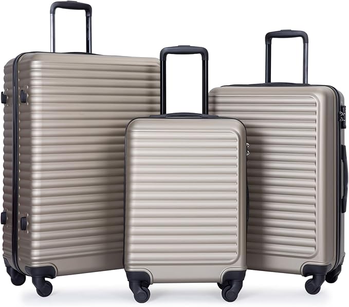 Travelhouse Luggage Sets, Expandable Hardside Suitcases 24in/28in, Carry on 20in,3 Piece Set Travel Luggages Clearance with Double Spinner Wheels TSA Lock Lightweight (2085-Brown)