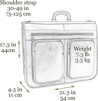 Time Resistance Leather Garment Bag - Slim Suit Duffel Carry-On Suitcase for Dress Protection (Black)