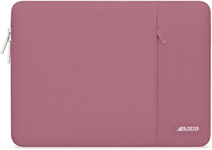 MOSISO Laptop Case 13.3 inch, 13-13.3 inch Laptop Sleeve Compatible with MacBook Air/Pro 13/Pro 14 M5 M4 M3 M2 M1, HP Dell ASUS Lenovo,Polyester Vertical Computer Sleeve Bag with Pocket, Dusty Rose