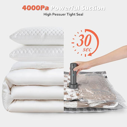 Vacuum Storage Bags Jumbo with Wireless Charging Air Pump, 10 Pack Vacuum Seal Bags 27.6x39.4 inches, Compression Bags for Blankets, Comforters, Pillows, Bedding,Down Jacket, Clothes Storage