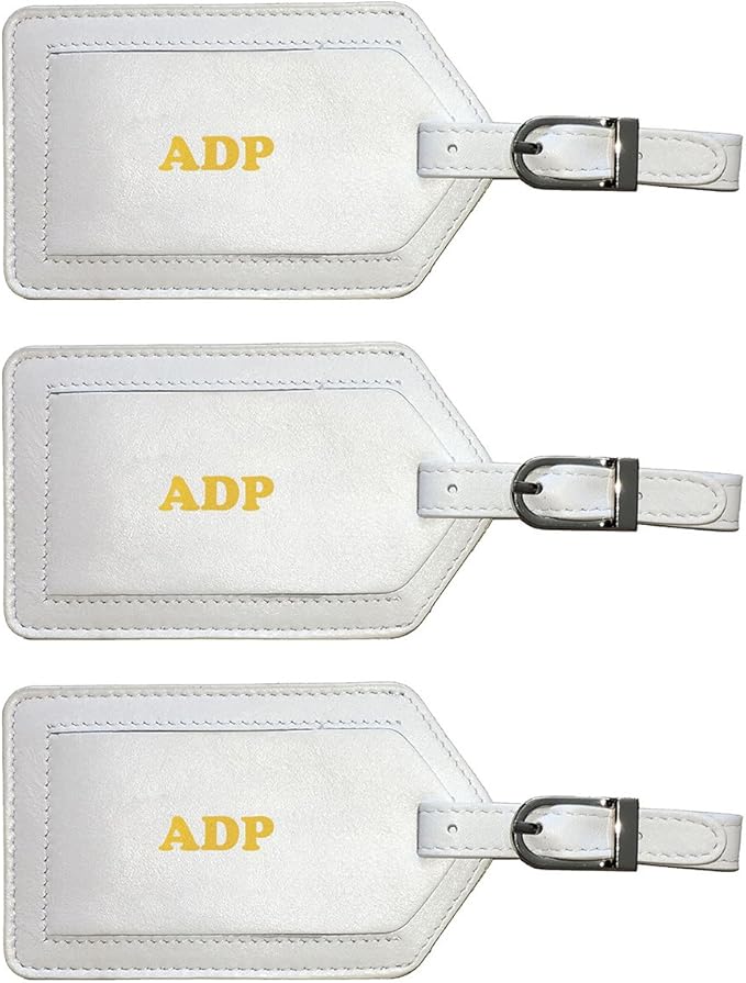 Personalized Monogrammed Leather Luggage Tags - 3 Pack