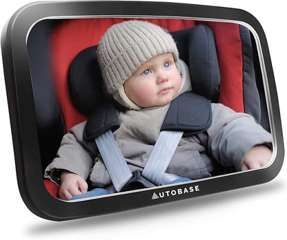 Autobase Baby Car Mirror | Shatterproof Baby Mirror for Car Seat Rear Facing with Wide Crystal Clear View | Fully Assembled Car Mirror for Baby | Newborn Essentials for Travel | Baby Registry Items