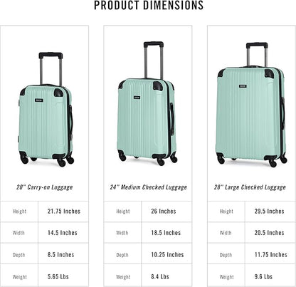 Kenneth Cole REACTION Out of Bounds Lightweight Hardshell 4-Wheel Spinner Luggage, Mint Blue, 28-Inch Carry On