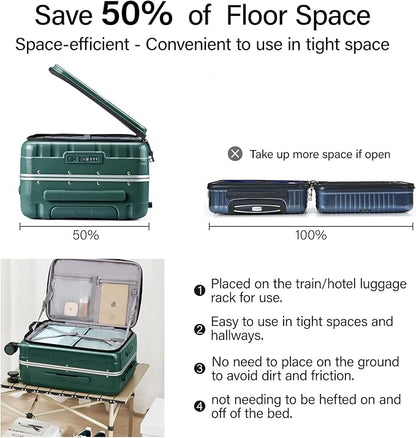 Hanke 26 Inch Large Checked Luggage PC Hard Shell Luggage Top Opening Travel Luggage Suitcases with Wheels for Woman Men.(Dark Green)